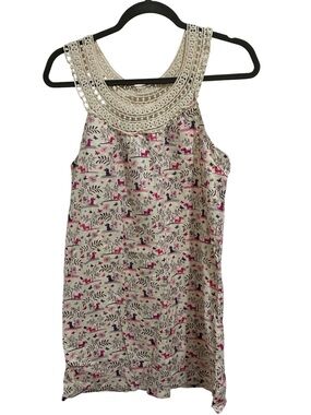 Aryeh Cream Crochet Yoke Dress with Pink & Navy Animal Print